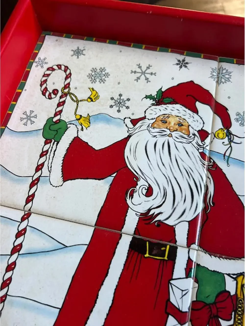 Vintage Santa Claus Decorative Serving Trays Set of 2